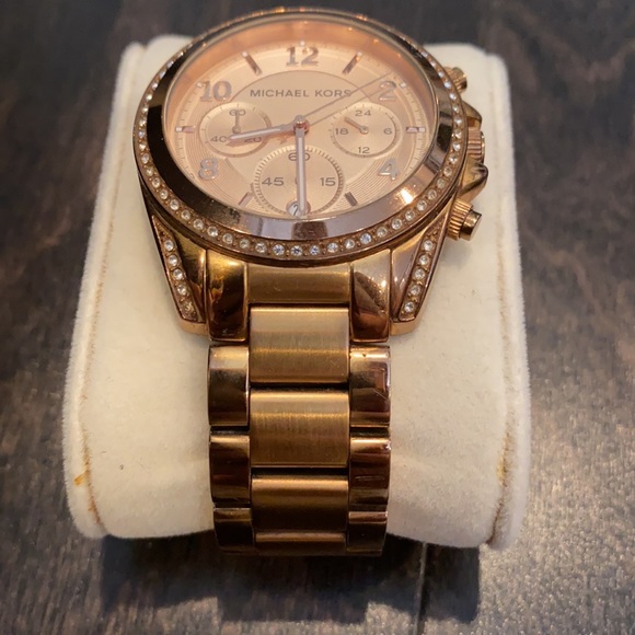 Gold Michael Kors watch with diamond face main image 6